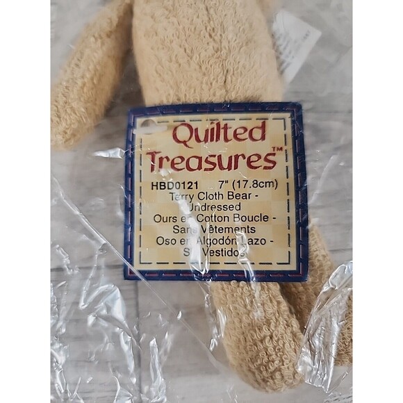 Vintage Quilted Treasures Terry Cloth Bear Wangs Intl 7" Diane LeFlohr NEW - Picture 2 of 4